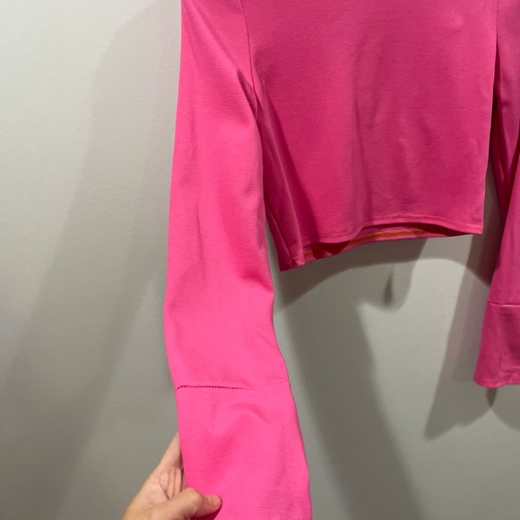 Long Sleeve Crop Mock Neck Shirt/ Turtle Neck Cropped Top - Picture 2 of 4